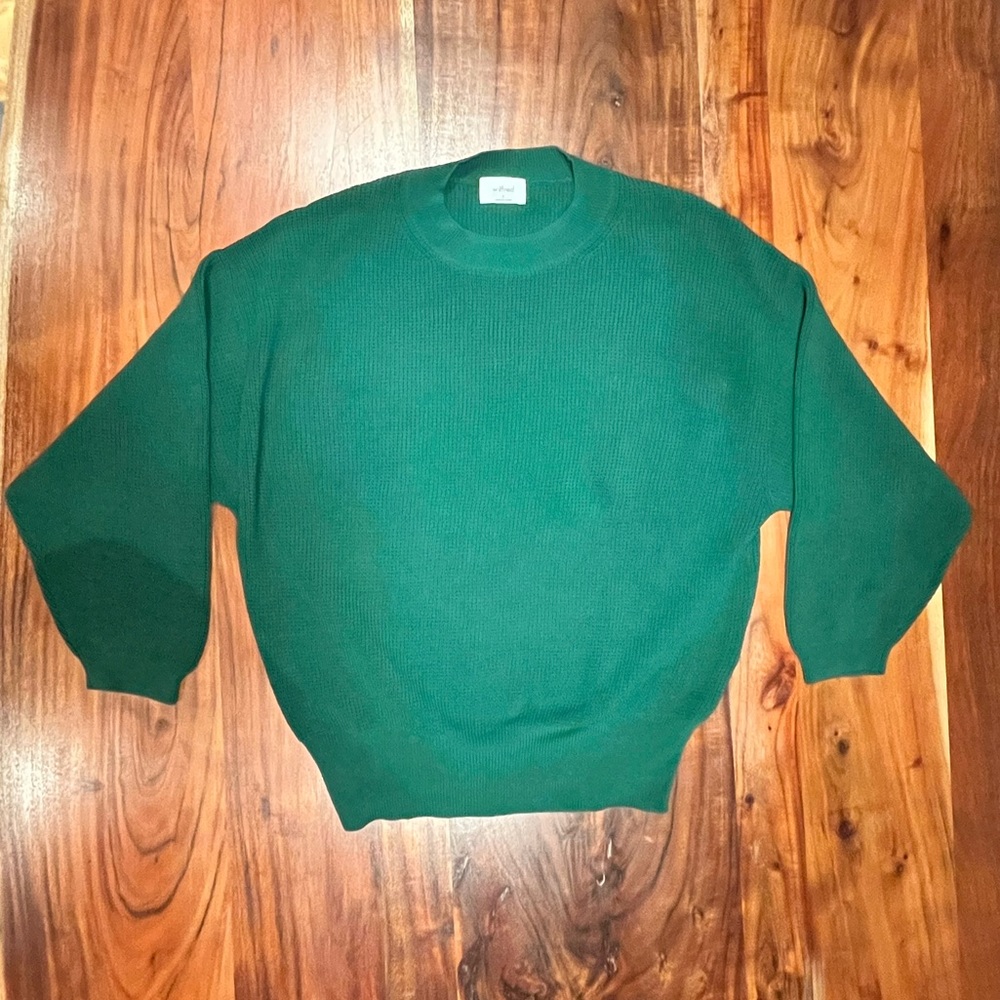 Aritzia Wilfred Waffle Knit Emerald Green Sweater